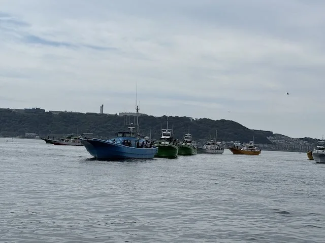 A fleet of jigging boats on Tokyo Bay